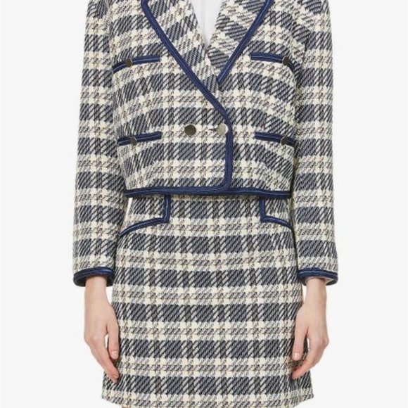 Sandro Blue/Yellow Tweed Matching Skirt - Picture 2 of 3